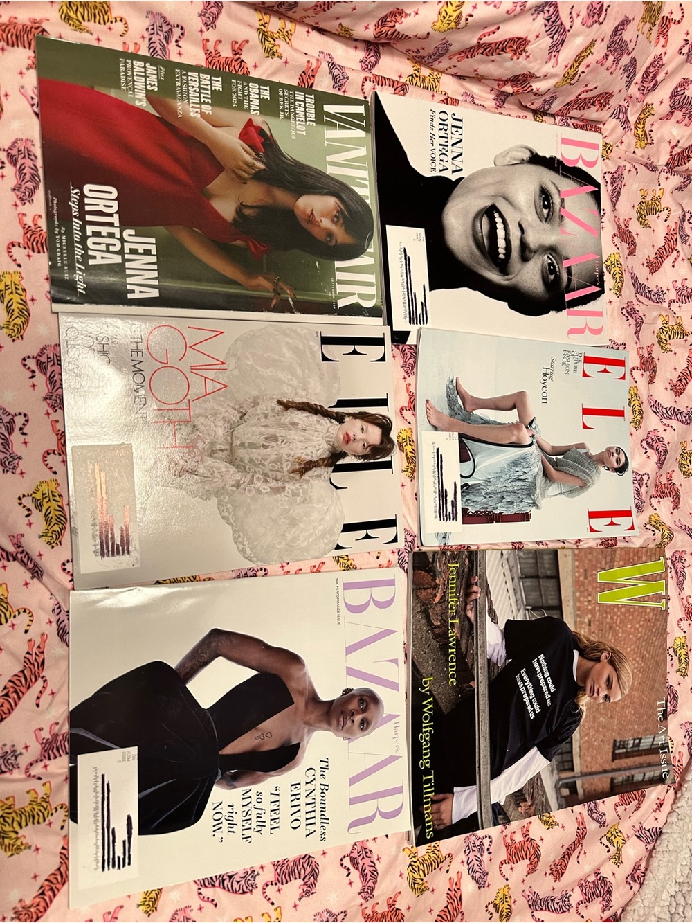 Set of 7 Fashion Magazine Covers - Vogue, Elle, Bazaar, W